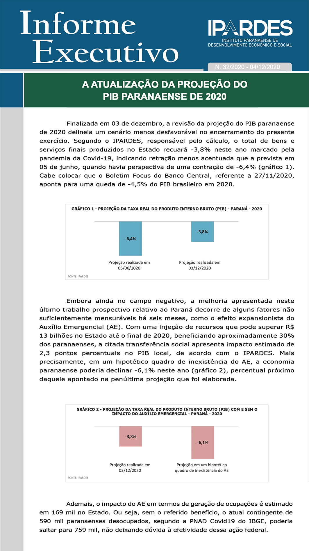 Atualização do PIB Paranaense de 2020