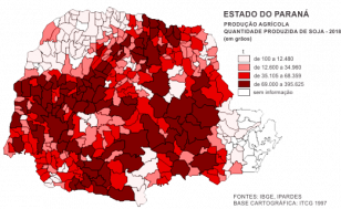 Mapa da produção agrícola da soja no Paraná em 2018
